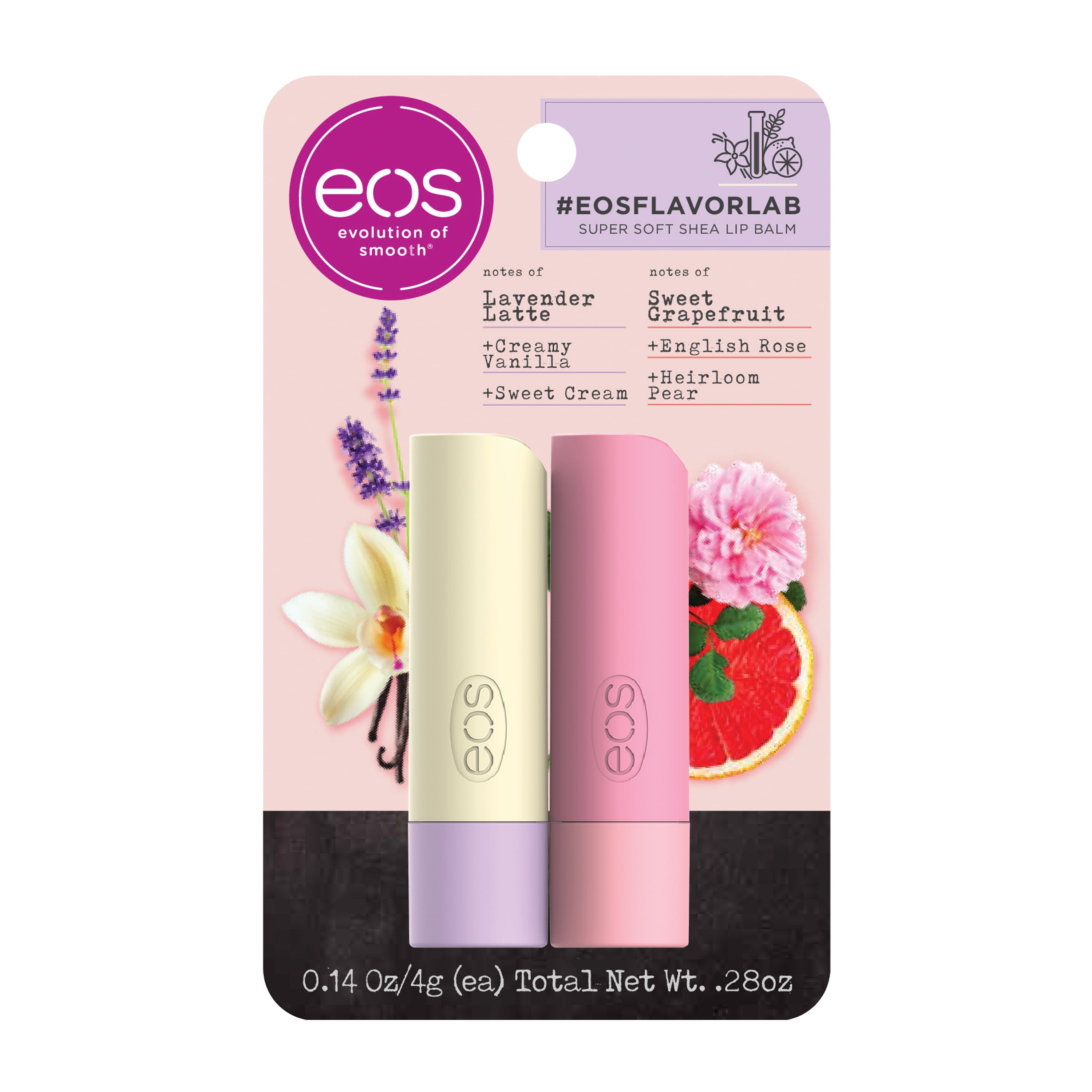 eos flavorlab Stick Lip Balm Lavender Latte and Sweet Grapefruit