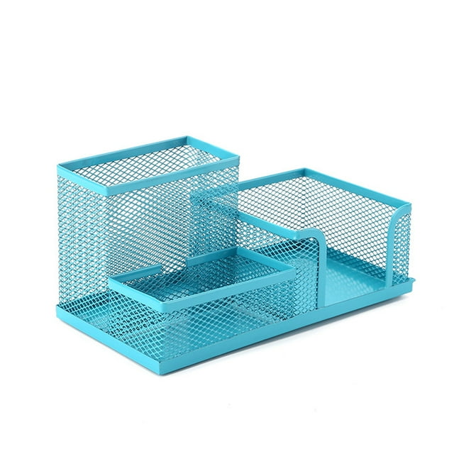 stanreset Iron Pen Holder Replacement Coated Unfading Anti-corrosive School Dorm Desktop Note Controller Pencil Container Blue