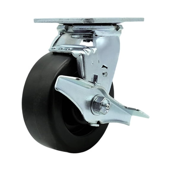 5 Inch Polyolefin Swivel Caster with Roller Bearing and Brake Service Caster