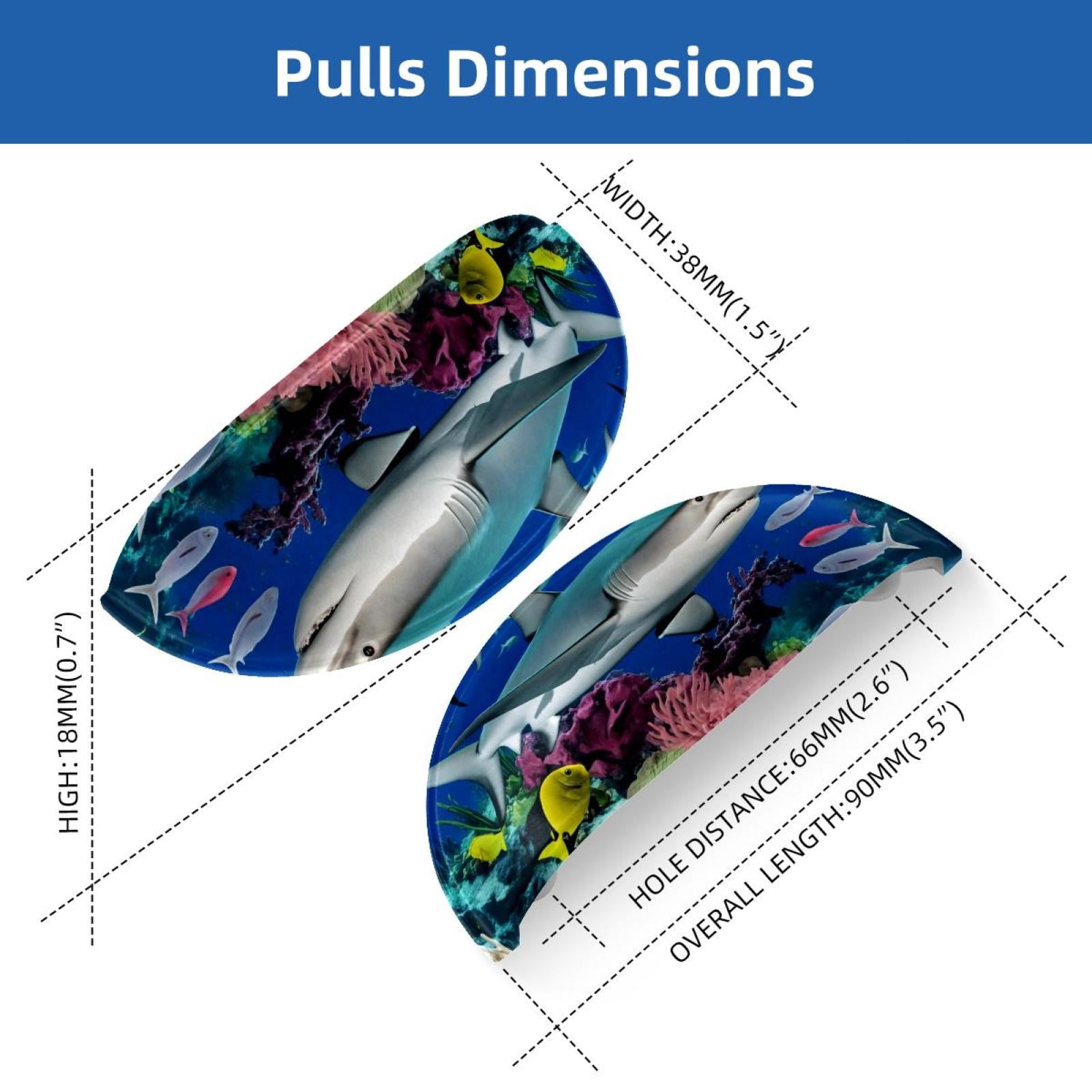 PhooArto 6 Pcs Cup Drawer Pulls, Ocean Fish Shark Coral Shell Shape Handles Cabinet Knobs for Dresser Cupboard Closet Wardrobe with Screws