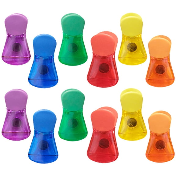 12Pcs Bag Sealing Clip Anti-Slip Refrigerator Magnetic Bag Clip Bright Color Translucent Food Storage Clip for Home