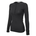 thumbnail image 3 of MixMatchy Women's Long Sleeve Eight Button Closure Henley Thermal Knit Top, 3 of 5