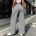thumbnail image 4 of Karymi Biker Shorts Women High Waist Side Button Split Wide Leg Sweatpants, Drawstring Elastic Waist Solid Casual Track Pants with Pockets, Loose Sport Trousers Women's Pants, 4 of 9
