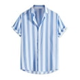 thumbnail image 5 of INSPIRE CHIC Mens Stripe Shirt Short Sleeved Color Block Button Down Beach Shirt M Light Blue, 5 of 7