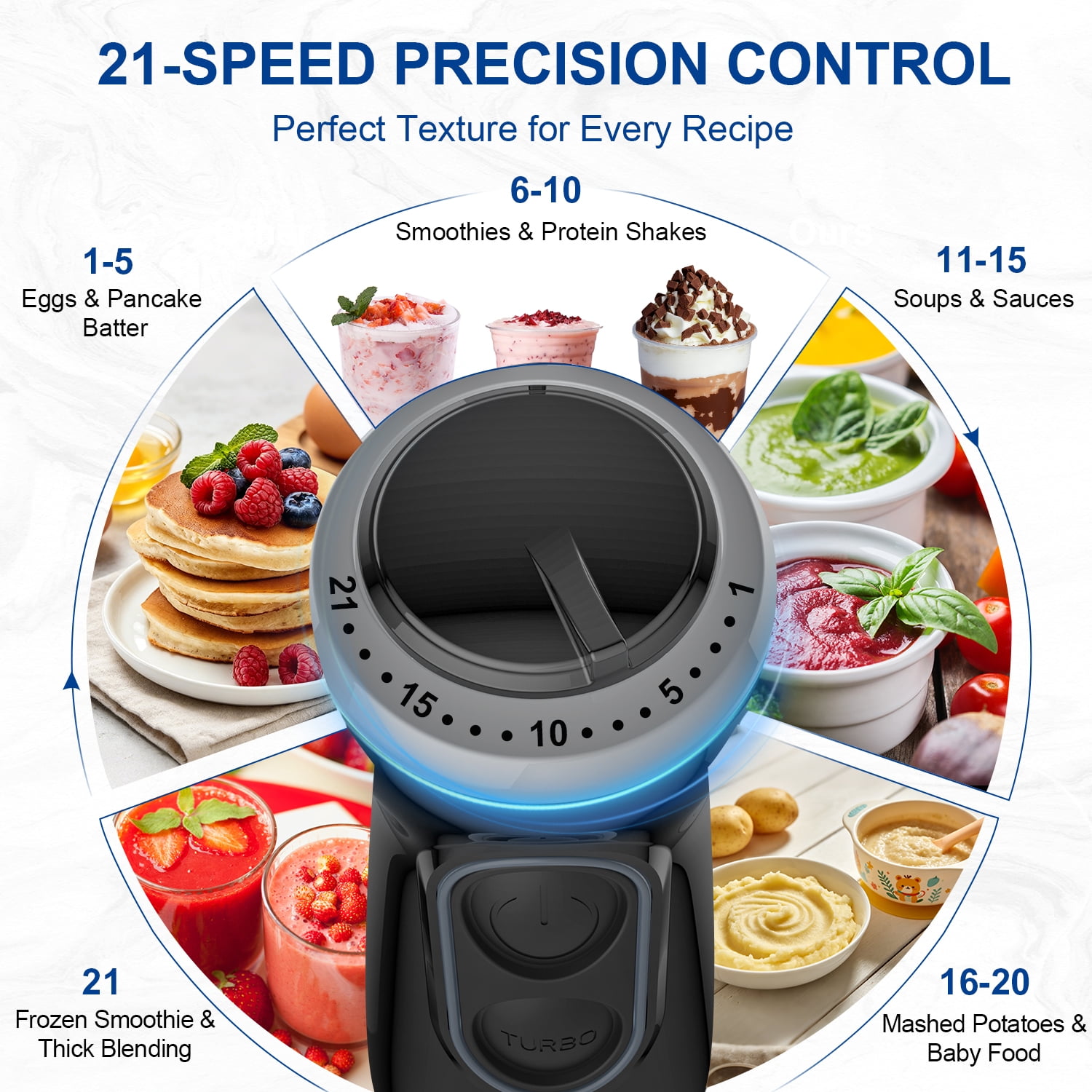 CUOCCO PRO Immersion Blender Handheld, 1100W Hand Blender with 21 Speeds & Turbo, Hand Mixer for Smoothies, Soups & Baby Food, Dishwasher Safe, Black CUOCCO PRO Immersion Blender Handheld, 1100W Hand Blender with 21 Speeds & Turbo, Hand Mixer for Smoothies, Soups & Baby Food, Dishwasher Safe, Black - Image 4