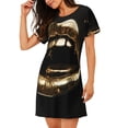 thumbnail image 2 of Easygdp Golden Lips Modern Sculpture Camisón de manga corta para mujer, informal, estampado, 2 of 6