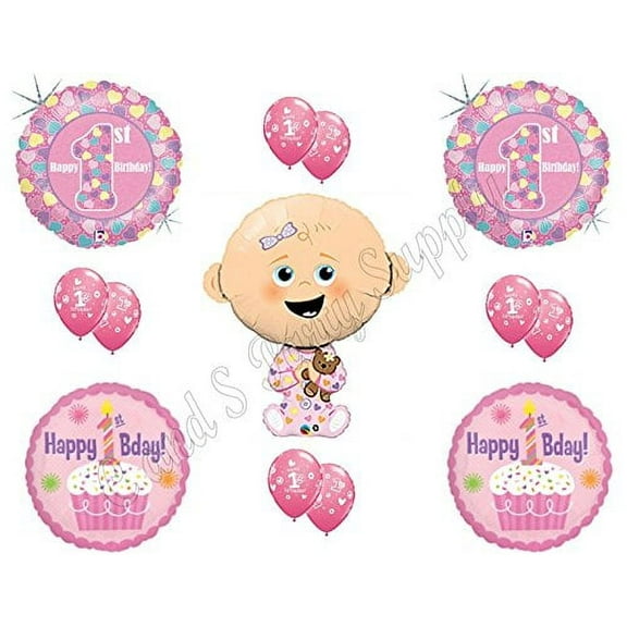 BABY GIRL'S 1ST First Birthday Party Balloons Decoration Supplies Teddy Bear