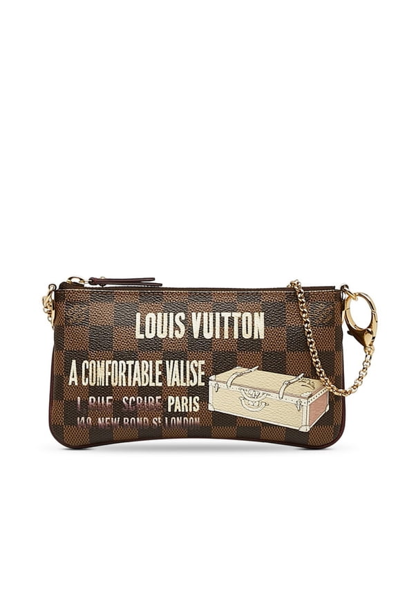 Pre-Owned Louis Vuitton Pochette Mila MM Chain Pouch N63091 Brown PVC Leather Women's LOUIS...