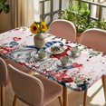 thumbnail image 3 of Pink Valentine's Day Table Cloths for 5 Foot Rectangle Tables, Spring Floral Eucalyptus Leaves Gnomes Patio Waterproof Elastic Fitted Tablecloths, Washable Rectangular Table Cover for Camping, 3 of 8