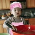 thumbnail image 2 of 1Set Child Chef Apron And Glove Hat Pink Polyester Waterproof Oil Resistant Easy to Clean for Girls, 2 of 8