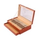 thumbnail image 1 of Seitruly Caja de almacenamiento Almacenamiento organizado Caja para presentación de bolígrafos de madera de gran capacidad de 2 capas Ranuras Carpetas de archivos naranja, 1 of 6