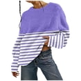 thumbnail image 1 of Timegard Hauts à Manches Longues pour Femmes en Molleton Chaud Blouse Rayée Décontractée Duveteuse Confortable Chandail à Enfiler Hauts Automne Hiver, 1 of 4