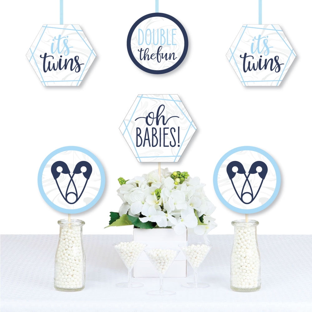 Big Dot of Happiness Itâ€™s Twin Boys - Decorations DIY Blue Twins Baby Shower Essentials - Set of 20