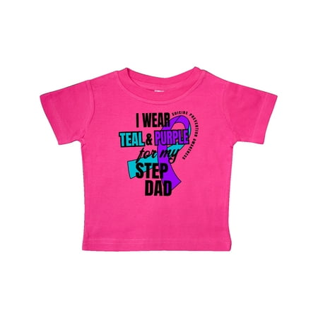 

Inktastic Suicide Prevention I Wear Teal and Purple for My Step Dad Gift Baby Boy or Baby Girl T-Shirt