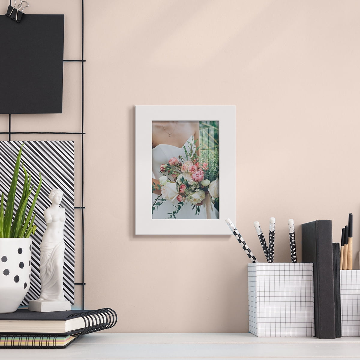 Modern Real Wood 3.5x5 inch Picture Frame in White