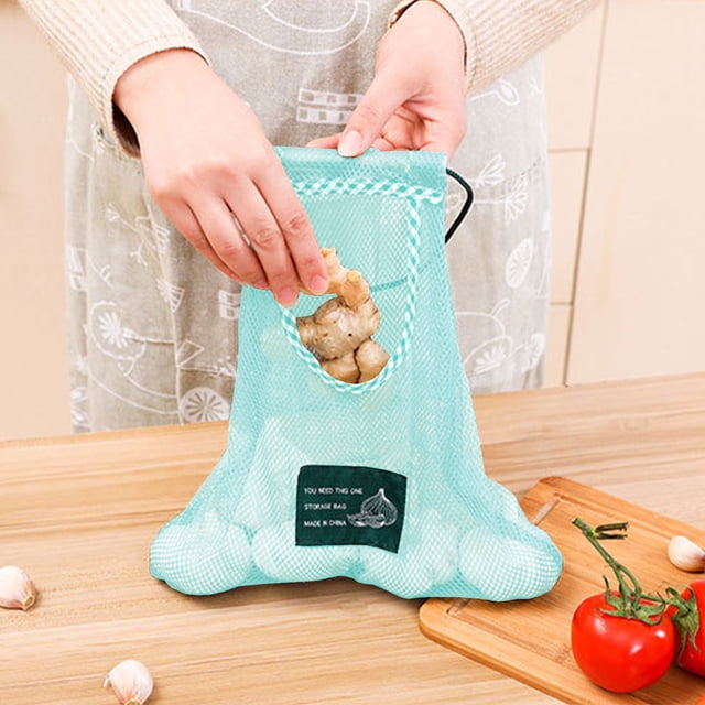 YIMWNYI Kitchen Fruit And Vegetable Storage Mesh Bag, Multi-purpose Hanging Bag for Kitchen, Bathroom, Living Room, Durable and Washable, Large Capacity for Vegetables and Plastic Bags