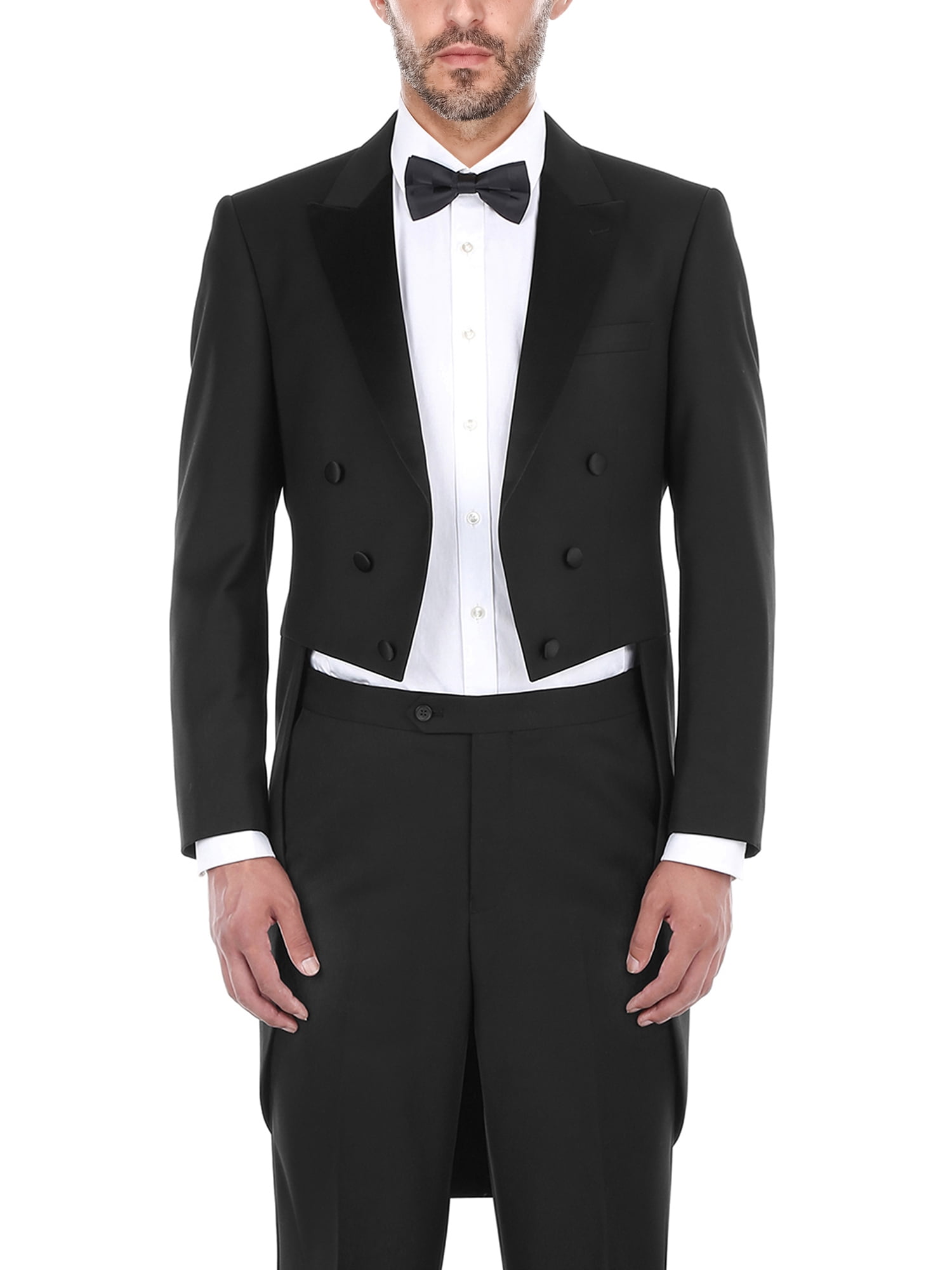 Big Men's Black Classic Fit Peak Lapel Full Dress Two Piece Tuxedo With ...