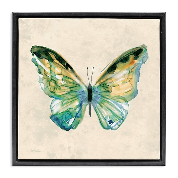 Stupell Industries Watercolor Cottage Butterfly Animals Painting Black Floater Framed Canvas Art Print Wall Art, 18 x 18