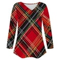 thumbnail image 7 of VgaVtl Womens T Shirt V-Neck Long Sleeve Womens Plus Size Tops Retro Regular Office Casual Red Plaid Shirts,XL, 7 of 7