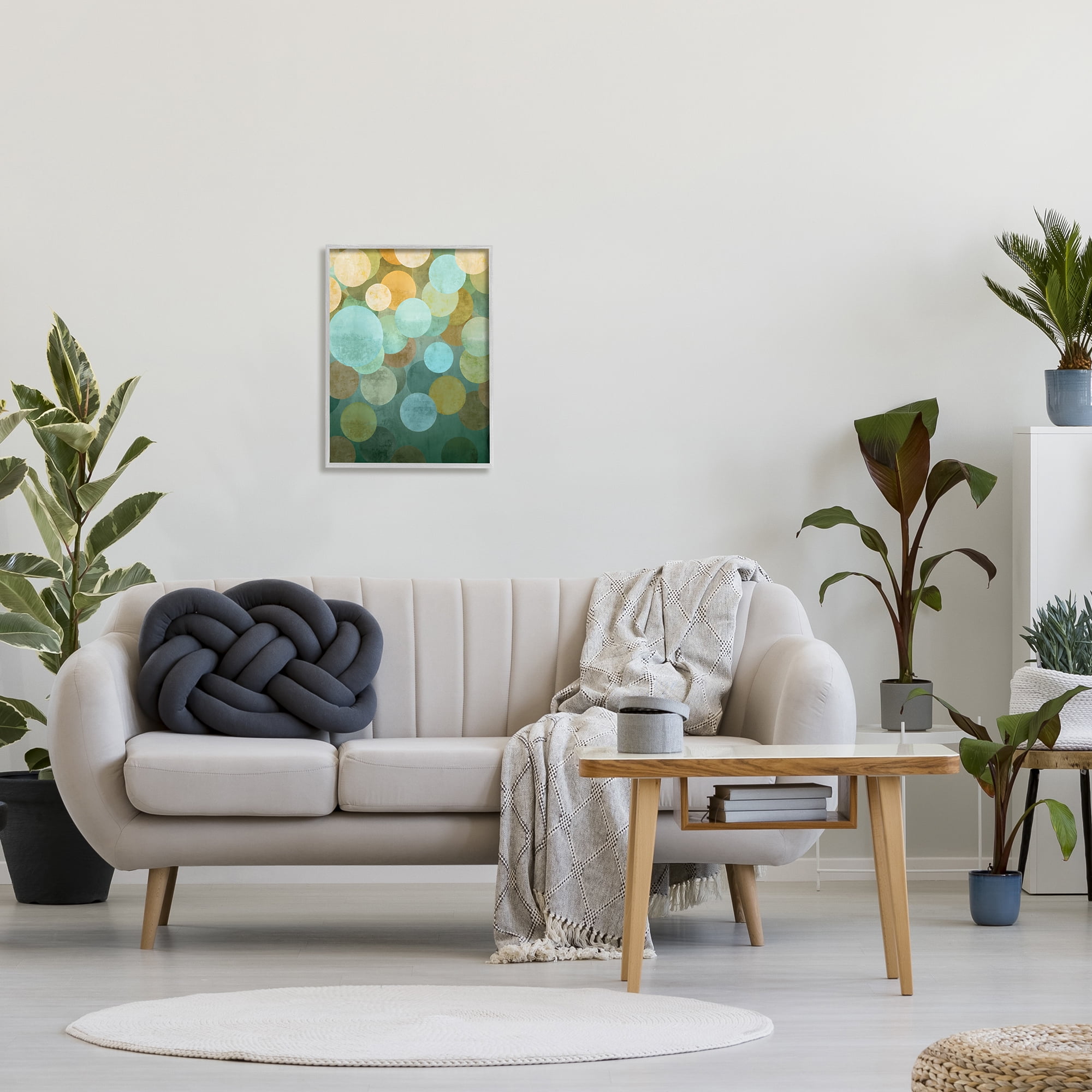 Stupell Industries Geometric Gradient Circles Abstract Painting Gray Framed Art Print Wall Art, 16 x 20