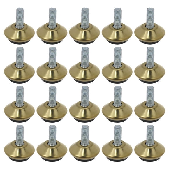 Farboat 20 niveladores de patas giratorios M6 para muebles de 1.0 in de altura, nivelación ajustable para mesas, sillas, armarios, elevador (dorado)
