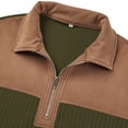 thumbnail image 6 of LWavelet Men's Ribbed Texture Color Block Quarter Zip Pullover - Collar & Elbow Patches Casual Fall Winter Top Army Green 2XL, 6 of 7
