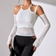 thumbnail image 5 of Blusa con hombros descubiertos y espalda descubierta para mujer, blusa ajustada de malla con mangas largas y cuello Halter, 5 of 8