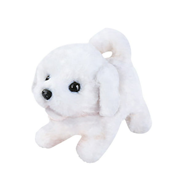 Interactive Walking Plush Puppy Toy Plush Toy, Electric Stuffed Animal Dog with Realistic Sounds and Motion, Lifelike Companion for Play and Fun(White)