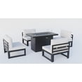thumbnail image 2 of LeisureMod Chelsea 5-Piece Middle Patio Chairs and Fire Pit Table Set With Cushions, Light Grey, 2 of 9