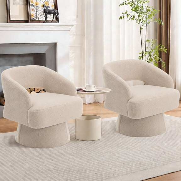 360°Swivel Barrel Chair,Modern Upholstered Living Room Chair with Ergonomic Openwork Backrest,Comfortable Accent Armchair for Bedroom Reading Room Office Apartment,Teddy Fleece,1 PCS,Green