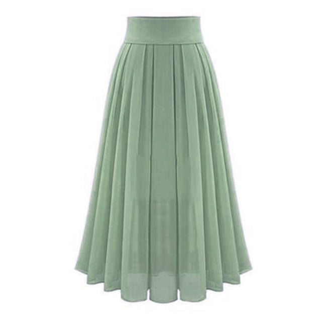 B91xZ Jupe Évasée Légère Taille Élastique Classique Midi pour Femmes, Vert m
