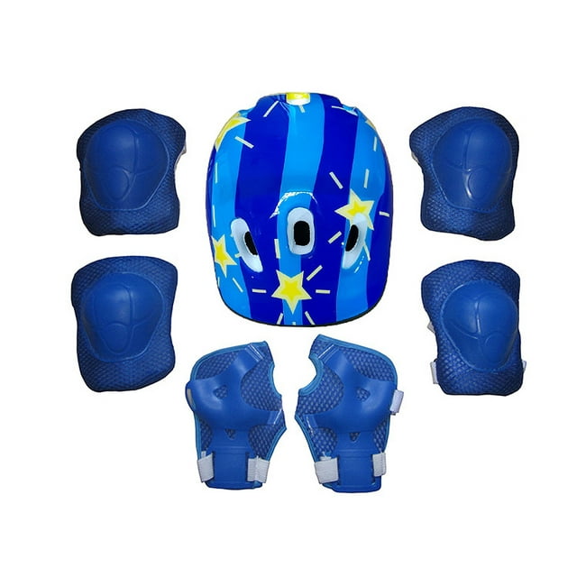 Boy Girls 7PCS Skating Bike Protective Gear Safety Helmet Knee Elbow Pad Set