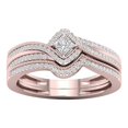 thumbnail image 1 of Juego de anillos de diamantes de imitación para mujer, 2 piezas, apilables, para compromiso, boda, 1 of 1