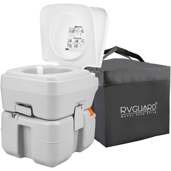 RVGUARD Portable Toilet, 5.3 Gallon Camping Toilet, Adult Waste Tank Level Indicator, with Carry Bag and Wash Sprayer, for RV/Yacht/Truck