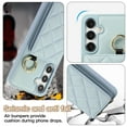 thumbnail image 6 of Back Case for Samsung Galaxy S24, Stylish Slim Fit Card Holder Kickstand Finger Ring Crossbody Strap, PU Leather + TPU Durable Shockproof Protective Phone Case Cover for Women Girls - Blue, 6 of 9