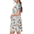 thumbnail image 2 of Gukieu Ragonfly And Ladybug Print Women's Short Sleeve Dress, Elastic Waistband A-line with Pockets Summer Dress, Suitable for Daily Leisure, Work, Vacation, 2 of 6