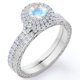 thumbnail image 1 of JeenMata Anillo de Estilo Eduardiano Piedra Lunar Azul Redonda de 1,75 Quilates y Moissanita: Juego de Anillos de Boda con Halo Doble Pavé: Baño de Oro Blanco de 18 K sobre Plata, 1 of 5