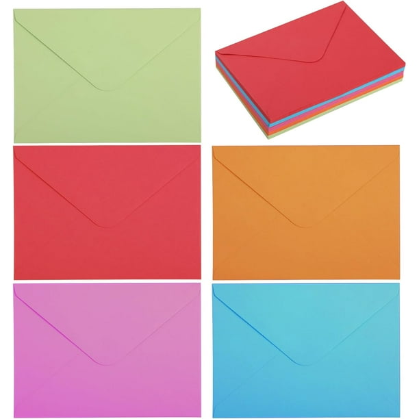 50pzs Sobres Kraft, Mini Sobres de Papel Kraft Pequeños Paquete Sobres para Tarjetas de Visita, Navidad Tarjetas de Invitaciones(Vistoso)