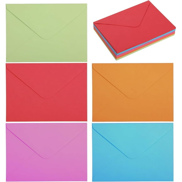 50pzs Sobres Kraft, Mini Sobres de Papel Kraft Pequeños Paquete Sobres para Tarjetas de Visita, Navidad Tarjetas de Invitaciones(Vistoso)