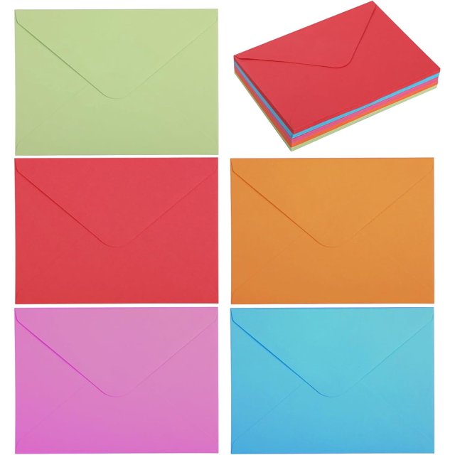 50pzs Sobres Kraft, Mini Sobres de Papel Kraft Pequeños Paquete Sobres para Tarjetas de Visita, Navidad Tarjetas de Invitaciones(Vistoso)