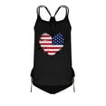 thumbnail image 4 of Brnmxoke Womens Flag Swimsuit Plus Size Trendy American Print Bathing Suit High Waist Swim Shorts Tankini Bikini Set Black,L, 4 of 5