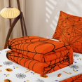 thumbnail image 6 of Manfei Spider Web Print Zipper Full Size Comforter Sets with Fitted Sheet and 2 Pillowcases,Halloween Theme Zipper Bedding Set,Orange,Halloween Reversible,4pcs, 6 of 8