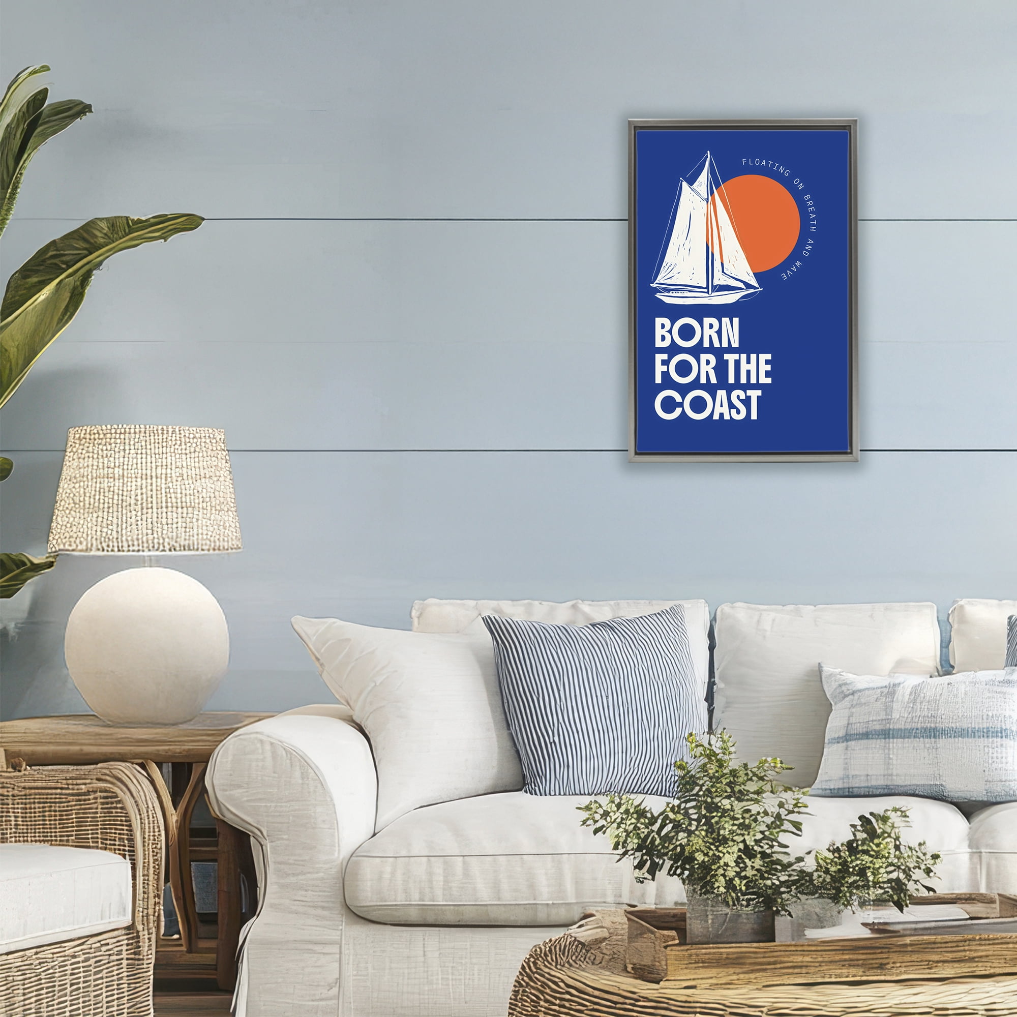 Stupell Industries Born For The Coast Gray Framed Floater Canvas Wall Art, design by Creative Studio