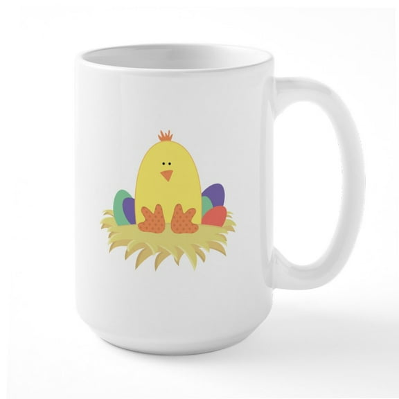 CafePress - Easter Peep On Nest Mugs - 15 oz Ceramic Large White Novelty Mug
