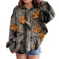 thumbnail image 2 of kmaduk Light Camo Hoodies for Teen Girls Cute Sweatshirt Maple Leaf Print Oversized Fleece Sweatshirts Pullover Tops with Pocket (Yellow, 7-8 Years), 2 of 6