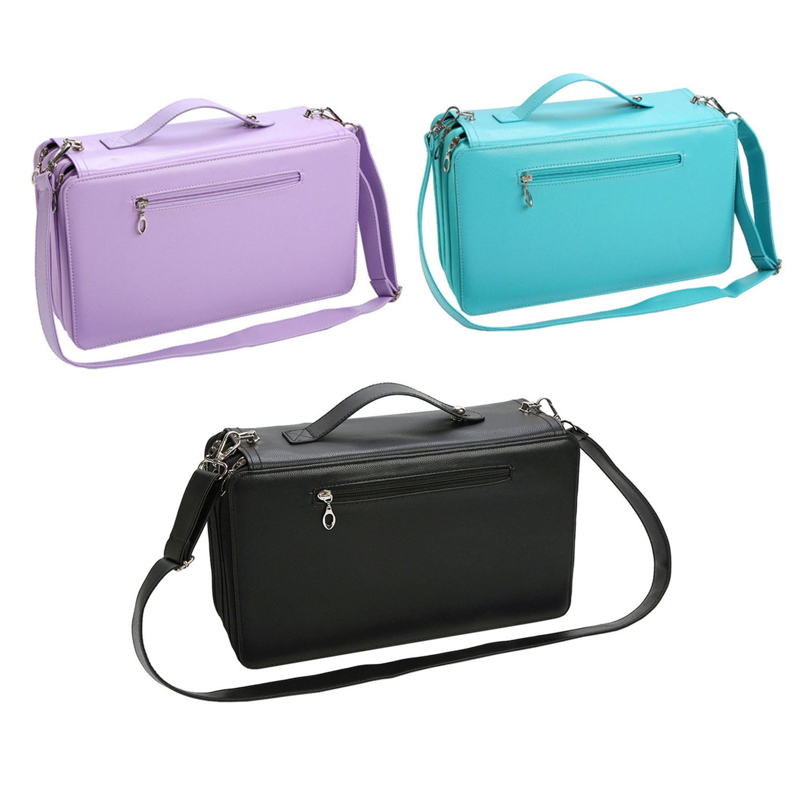 120 Slots Leather Marker Case with Shoulder Strap Large Capacity Multi-layer Markers Holder Carrying Bag for Paint Brush