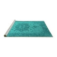 thumbnail image 2 of Ahgly Company Machine Washable Indoor Rectangle Oriental Turquoise Blue Industrial Area Rugs, 7' x 10', 2 of 4