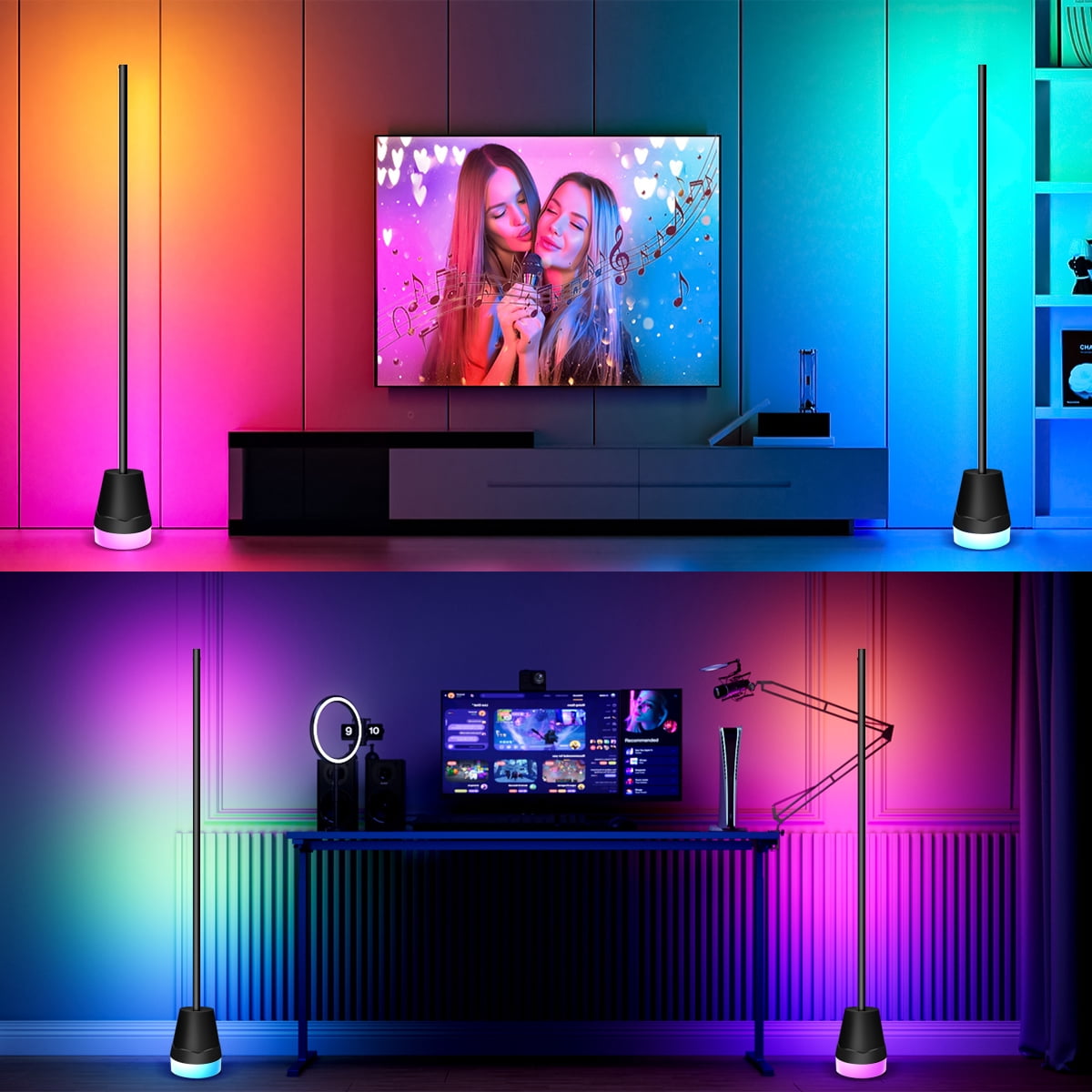RGB Floor Lamp,Smart RGB Corner Floor Lamp,81 LEDs Bright Standing Lamps for Living Room with APP and Remote,Modern Floor Lamp with Music Sync and 16 Million Colors, Ambient Lighting for Bedroom