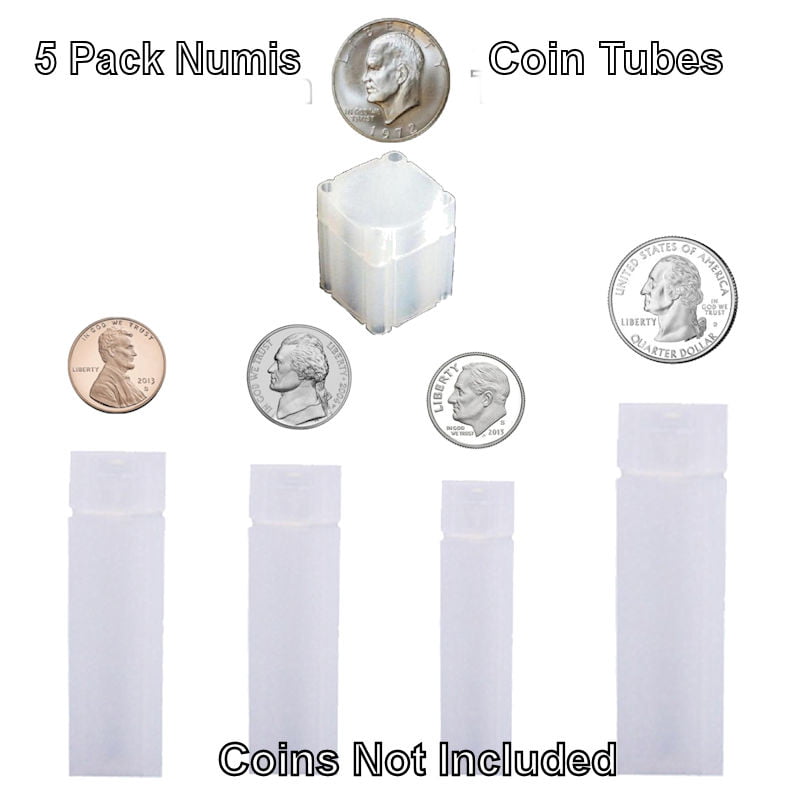 Lot of 5 Square Nickel Coin Storage Tubes for Nickels by CoinSafe