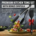 thumbnail image 3 of Kaluns Silicone Tongs Utensils for Cooking with Spatula - 4 Pcs Kitchen Tongs & Tong Set, Heat Resistant Non-Slip Serving Utensils - Black, 3 of 9